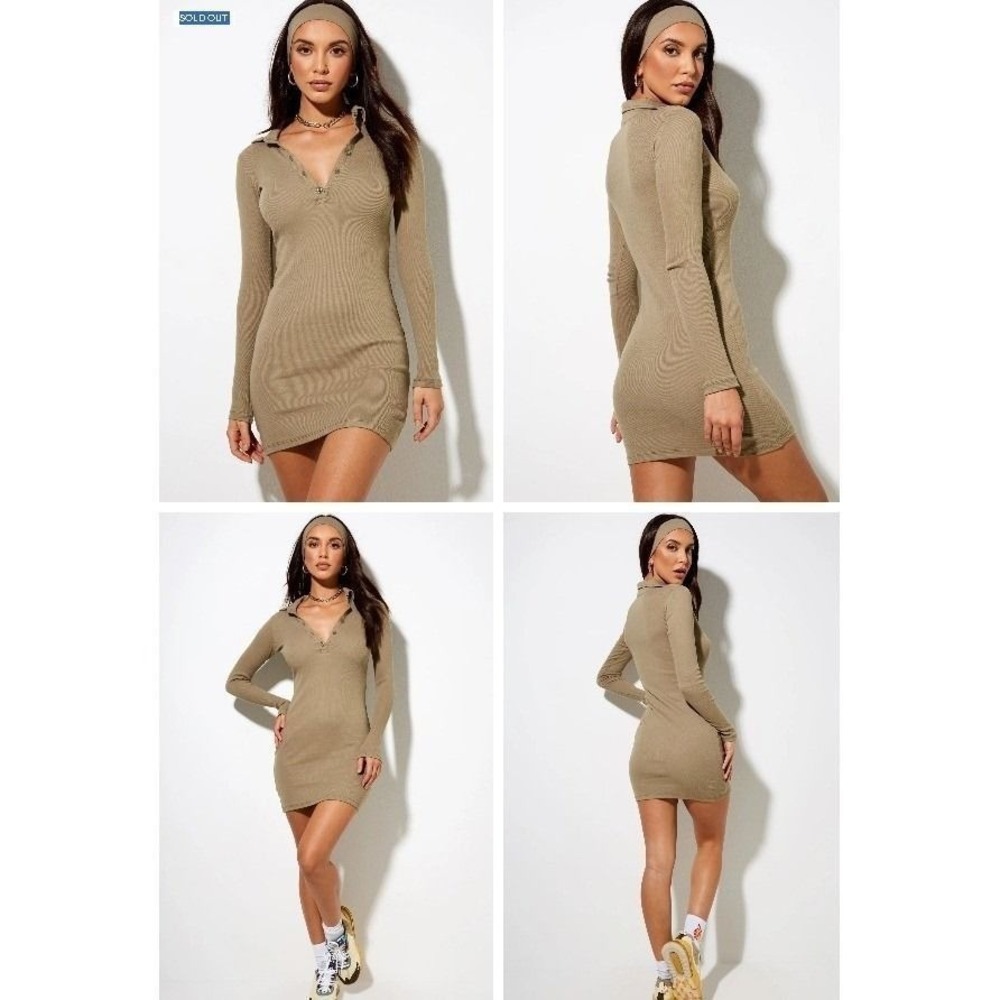 Motel Rocks Jeelo‎ Bodycon Dress in Rib Eucalyptus Large NWT